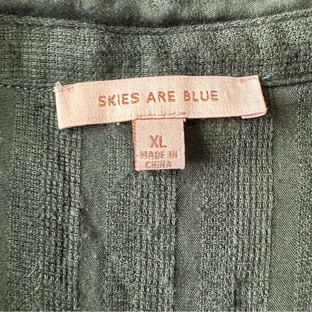 Skies are Blue Green Long Sleeve Collared Button Down Shirt Extra Large XL - Picture 3 of 10